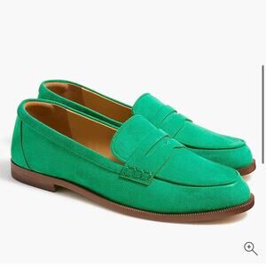 J.Crew Sueded Penny Loafers Green Size 9 Preppy